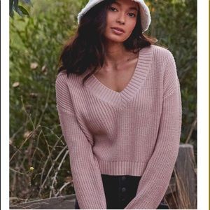 Soft Knit V-Neck Crop Sweater NWT
